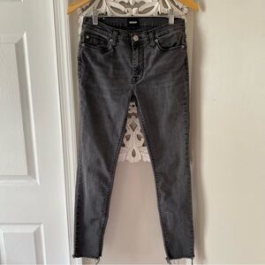 Hudson Jeans Natalie Super Skinny Black Wash Raw Hem Denim Jeans Edgy Grunge 27